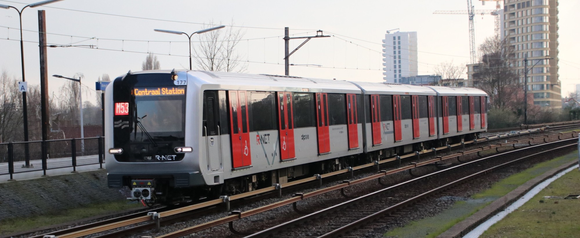 Train with protective film applied.